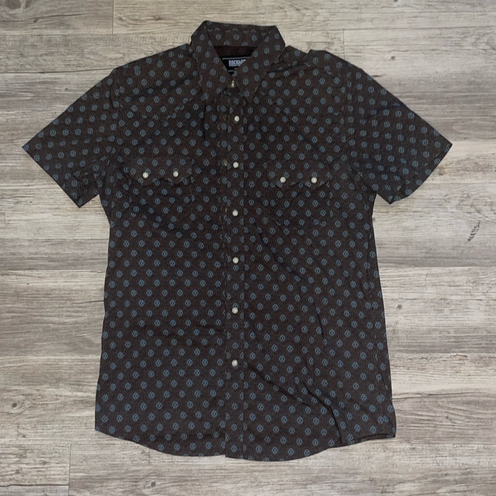 Men’s Rock&Roll Denim Vintage ‘46 Pearl Snap Short Sleeve Size Medium